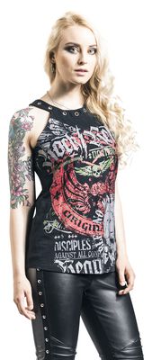 Rock Rebel Top with Print and Eyelets