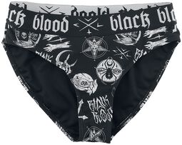 Bikini bottoms with occult symbols, Black Blood by Gothicana, Slip bikini