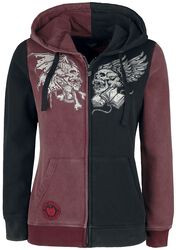 Black-Red Hoodie Jacket with Skull Print on the Chest