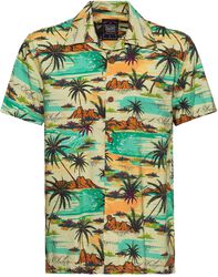 AOP Shirt Tropical Sea, King Kerosin, Camicia Maniche Corte