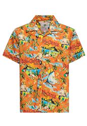 Lake Garda Tropical Hawaiian Style Shirt, King Kerosin, Camicia Maniche Corte