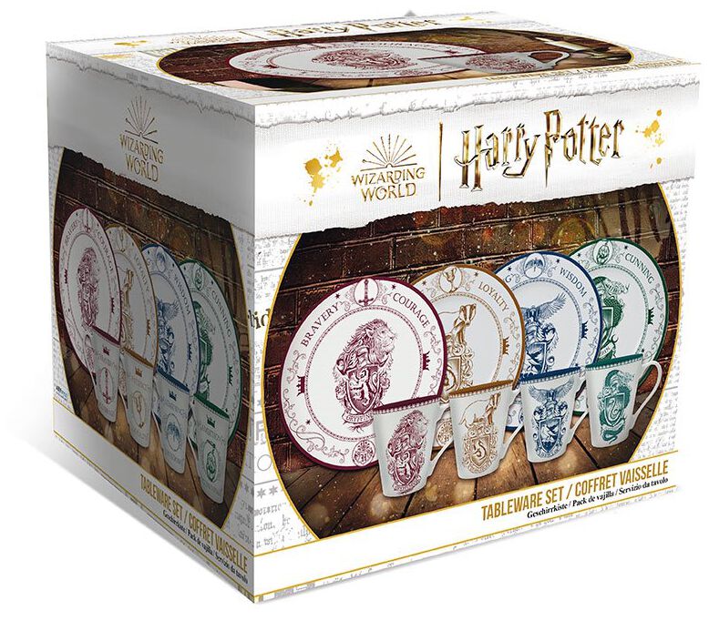 Harry Potter Set di 4 Piatti con Emblemi delle Casate di Hogwarts - Set of  4 Plates with Emblems Hogwarts Houses - Abystyle - Pidak Shop Srls