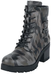 Lace-Up Boots with Camouflage Print, Black Premium by EMP, Stivali