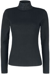 Knitted turtleneck with flat studs, Black Premium by EMP, Maglione