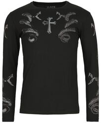 Long-sleeved top with snake print, Black Premium by EMP, Maglia Maniche Lunghe