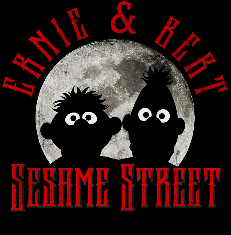 Sesame Street Maglietta Donna Ernie E Bert Moonnight, 100% Cotone, Nero, Taglia XXL