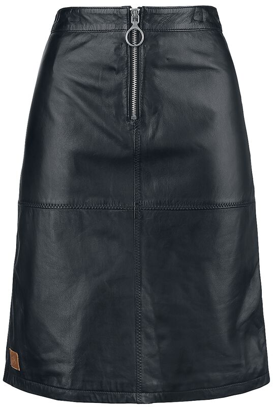 Rock Rebel X Route 66 - Black Leather Skirt with Zip