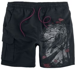 Swim Shorts With Print, Black Premium by EMP, Bermuda
