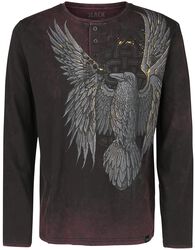 Long-sleeved shirt with raven print, Black Premium by EMP, Maglia Maniche Lunghe