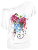Water Colour Roses & Skull, Full Volume by EMP, T-Shirt