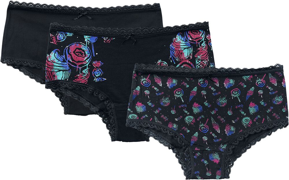 Set of three pairs of underwear with sweets print