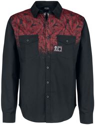 Black Shirt with Red Leaf Print
