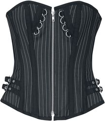 Corset with stripes and zip, Gothicana by EMP, Corsetto