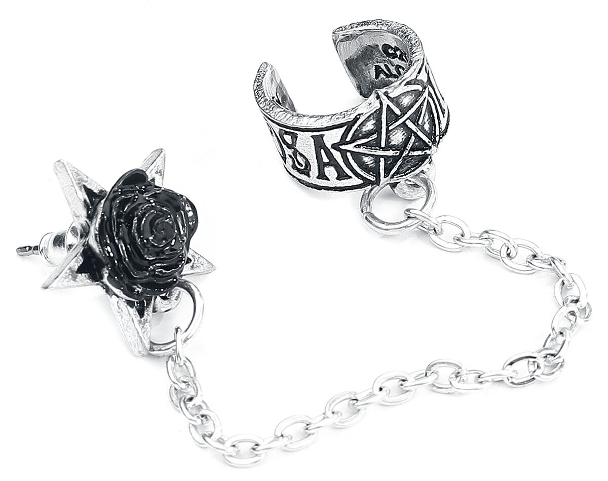 Orecchini a forma di rosa nera in argento Sterling 925, gotico