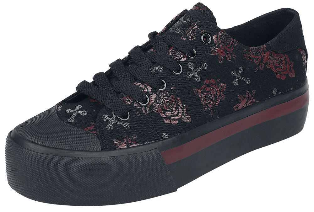 LowCut platform trainers with cross and rose print