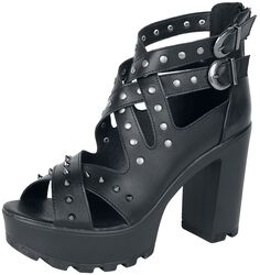 High Heels with Straps and Studs, Black Premium by EMP, Tacco alto