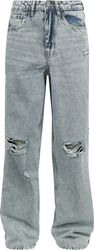 Ladies’ distressed 90’s wide leg denim trousers, Urban Classics, Jeans