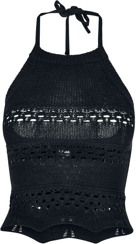 Ladies’ short crochet knit halterneck top