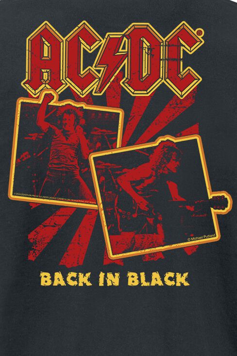 AC/DC T-Shirt Uomo Indietro in Nero