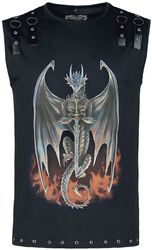Gothicana X Anne Stokes - Black tank-top with large dragon front print, Gothicana by EMP, Canotta