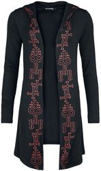 Cardigan with printed symbols and large back print, Black Blood by Gothicana, Cardigan