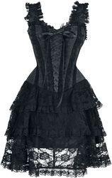 Short Corset Dress with Lace, Gothicana by EMP, Miniabito