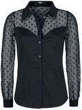 Black Shirt with Transparent Elements, Black Premium by EMP, Camicia Maniche Lunghe