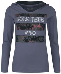 Hooded long-sleeved top, Rock Rebel by EMP, Maglia Maniche Lunghe