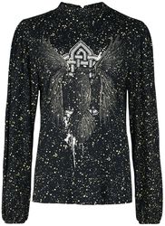 Long-sleeved top with raven print, Black Premium by EMP, Maglia Maniche Lunghe