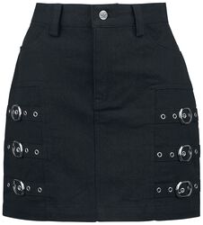 Short skirt with decorative buckles, Black Premium by EMP, Minigonna