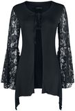 Black Cardigan with Flared Lace Sleeves, Gothicana by EMP, Cardigan