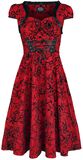 Red Flocked Victorian Dress, H&R London, Abito media lunghezza