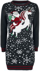 Santa Riding Unicorn, Ugly Christmas Sweater, Abito media lunghezza