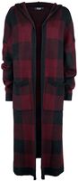 Black/red checkered cardigan with hood, Rock Rebel by EMP, Cardigan
