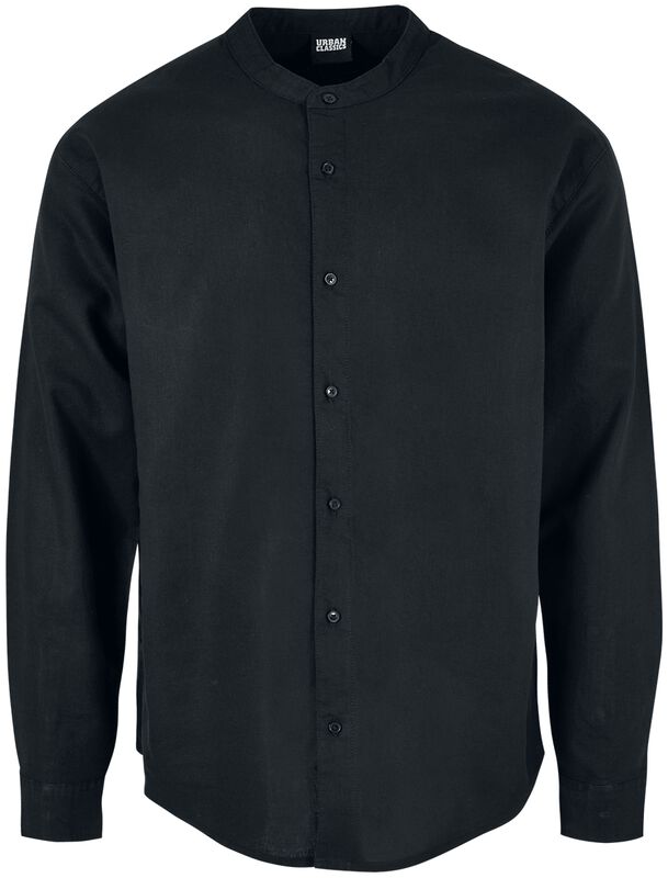 Cotton linen stand-up collar shirt