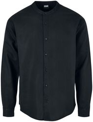 Cotton Linen Stand Up Collar Shirt, Urban Classics, Camicia Maniche Lunghe