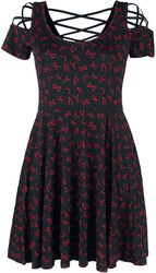 Dress with Lacing and Runes, Black Premium by EMP, Miniabito