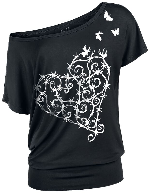 T-Shirt with Playful Barbed Wire Heart