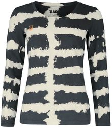 Long-sleeved top with batik stripes, Black Premium by EMP, Maglia Maniche Lunghe