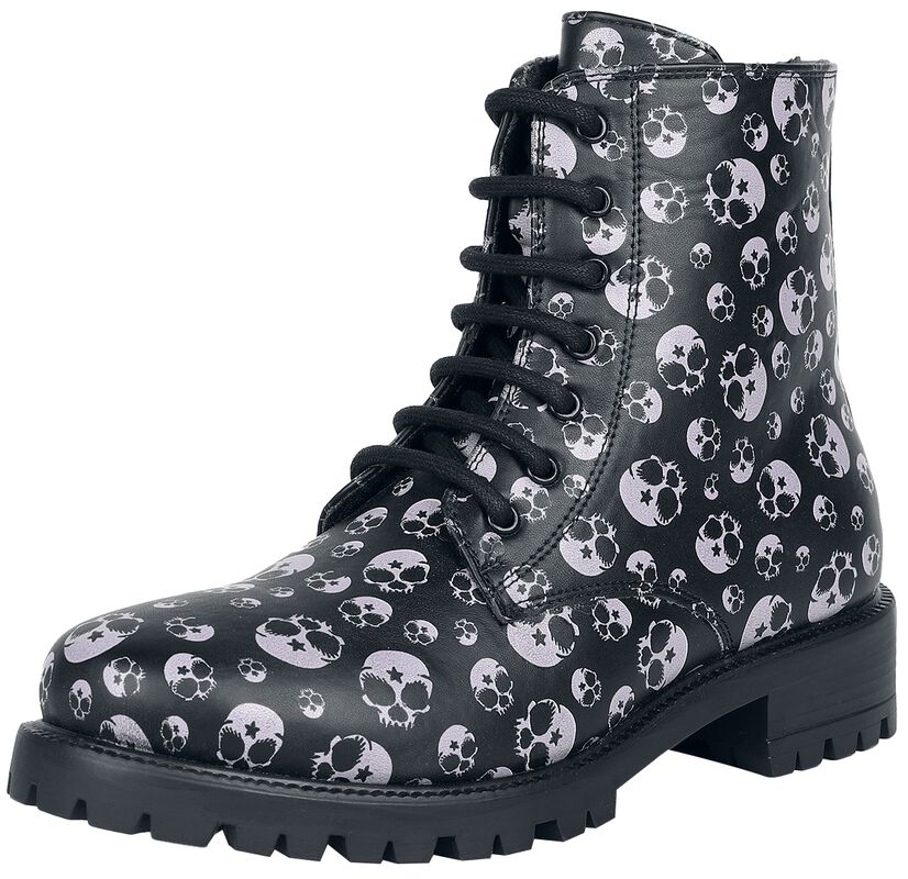 Boots with all-over skull print