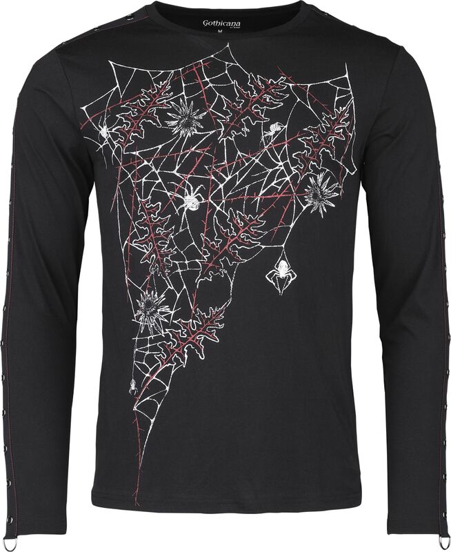 Longsleeve Shirt with Spiderweb and Leaves