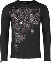 Longsleeve Shirt with Spiderweb and Leaves, Gothicana by EMP, Maglia Maniche Lunghe