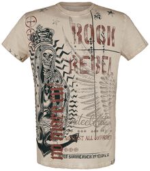 T-shirt with Skull Print and Slogan, Rock Rebel by EMP, T-Shirt