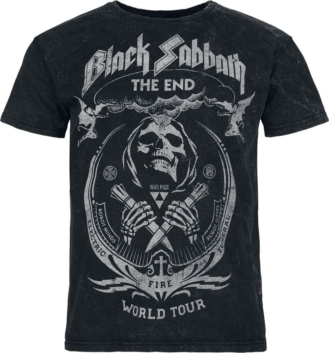 Black Sabbath Tracklist Uomo T-Shirt – 100% Cotone, Nero, Taglia L, Vestibilità Regular, Merch Ufficiale