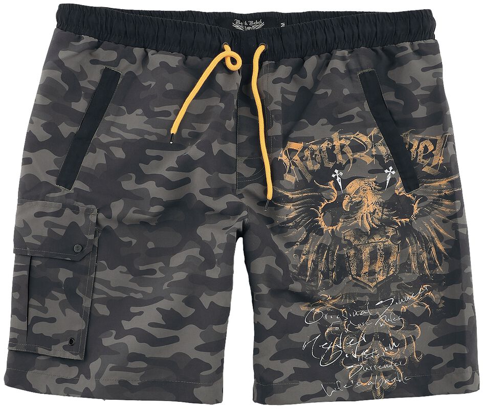 Camouflage Print Swimshorts with Prints and Pockets