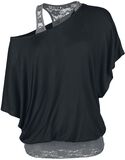 Lace Bat Double Layer, Black Premium by EMP, T-Shirt