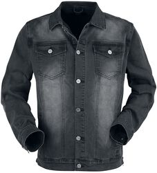 Dark grey jacket with chest pockets and button placket, Black Premium by EMP, Giubbetto di jeans