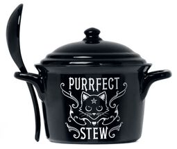 Purrfect Stew cauldron with spoon, Alchemy England, Tazza