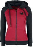 Red/Black Hooded Jacket with Raglan Sleeves, EMP Premium Collection, Felpa jogging