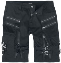 Shorts with straps, buckles and zip, Gothicana by EMP, Shorts